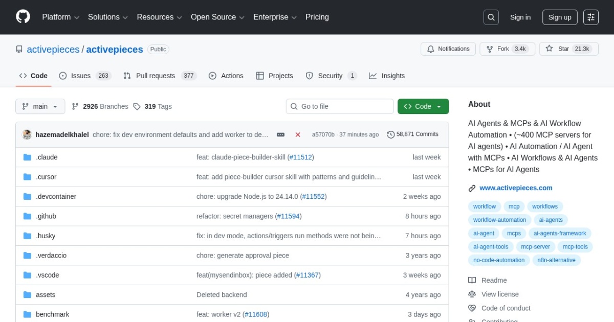 Activepieces website preview