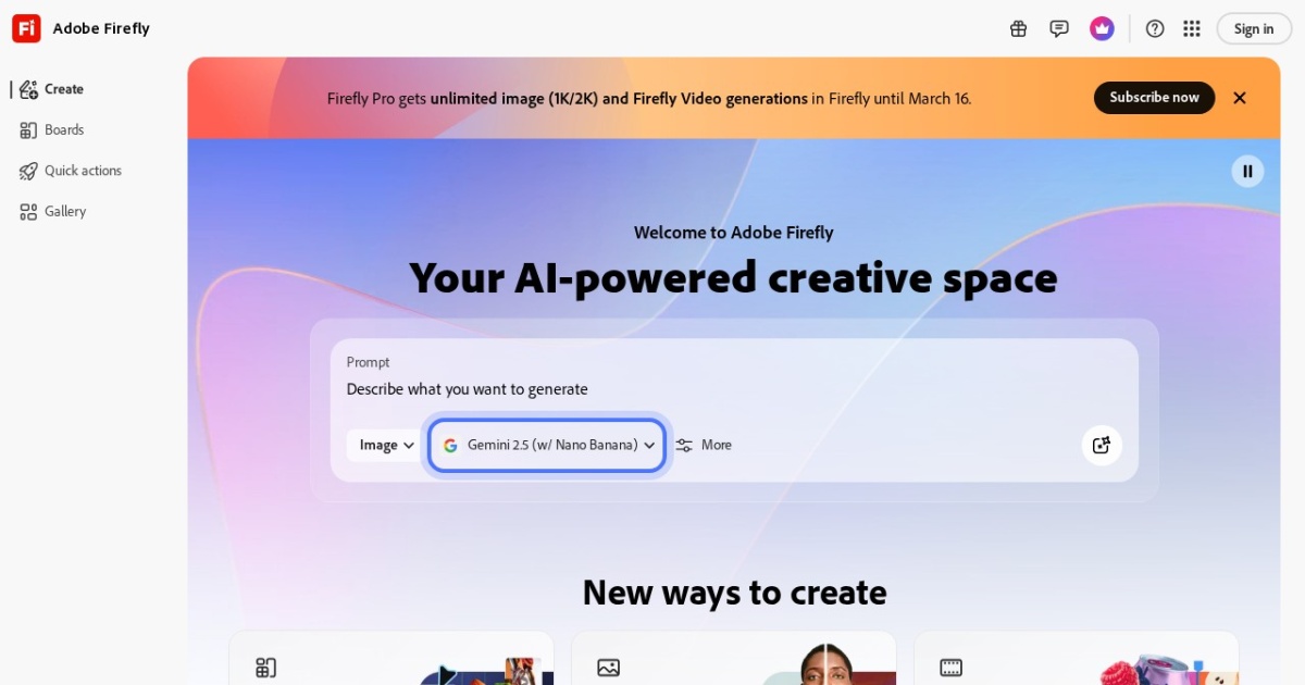 Adobe Firefly website preview