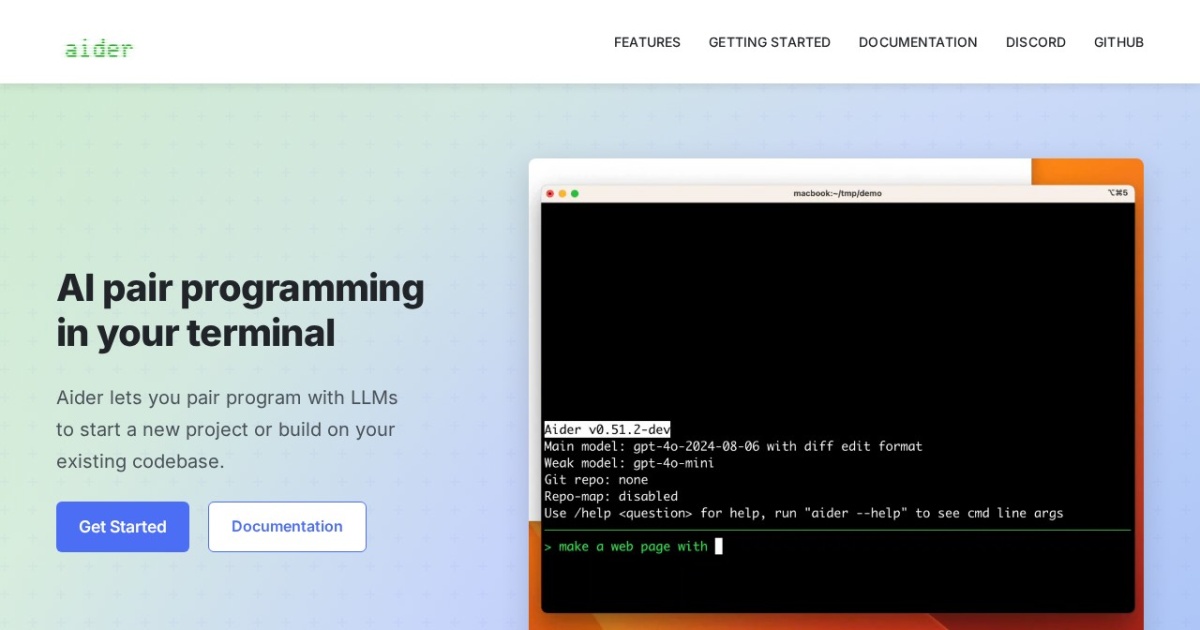 Aider website preview