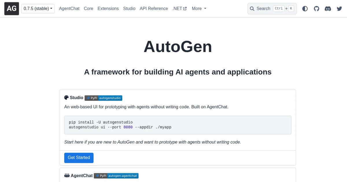 Microsoft AutoGen website preview