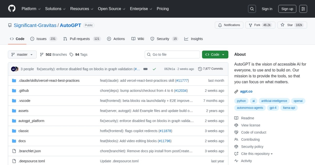 AutoGPT website preview