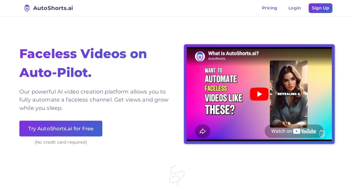 AutoShorts.ai website preview