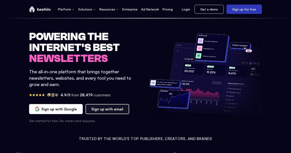 Beehiiv website preview