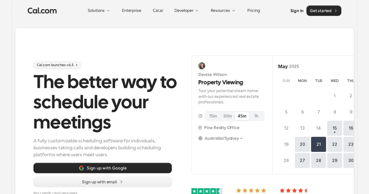 Cal.com website preview