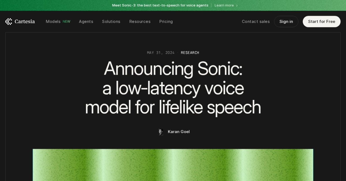 Cartesia Sonic website preview
