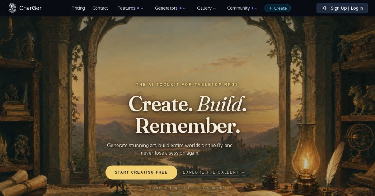 CharGen website preview