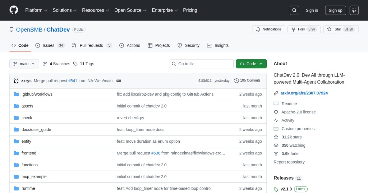 ChatDev website preview