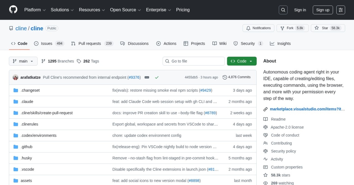 Cline website preview