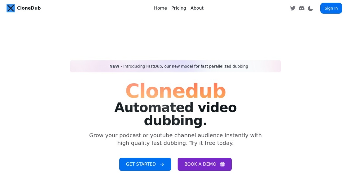 CloneDub website preview