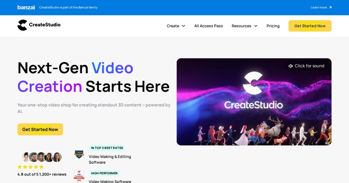 CreateStudio website preview