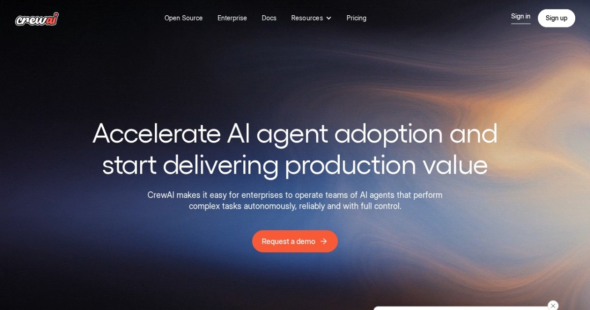 CrewAI website preview