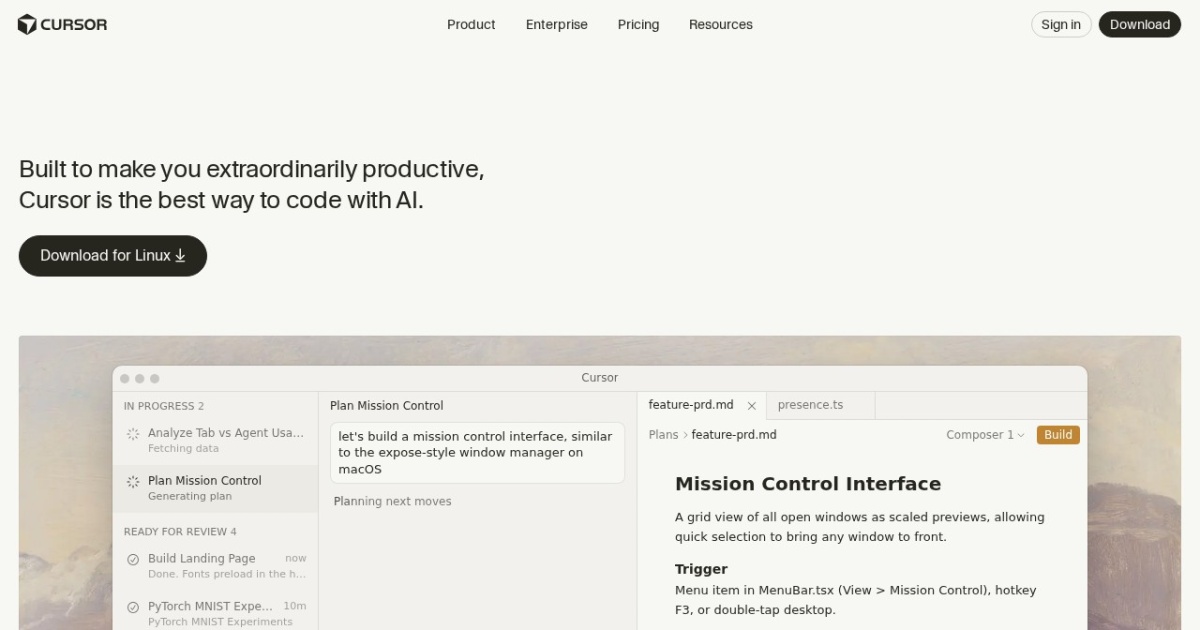 Cursor website preview
