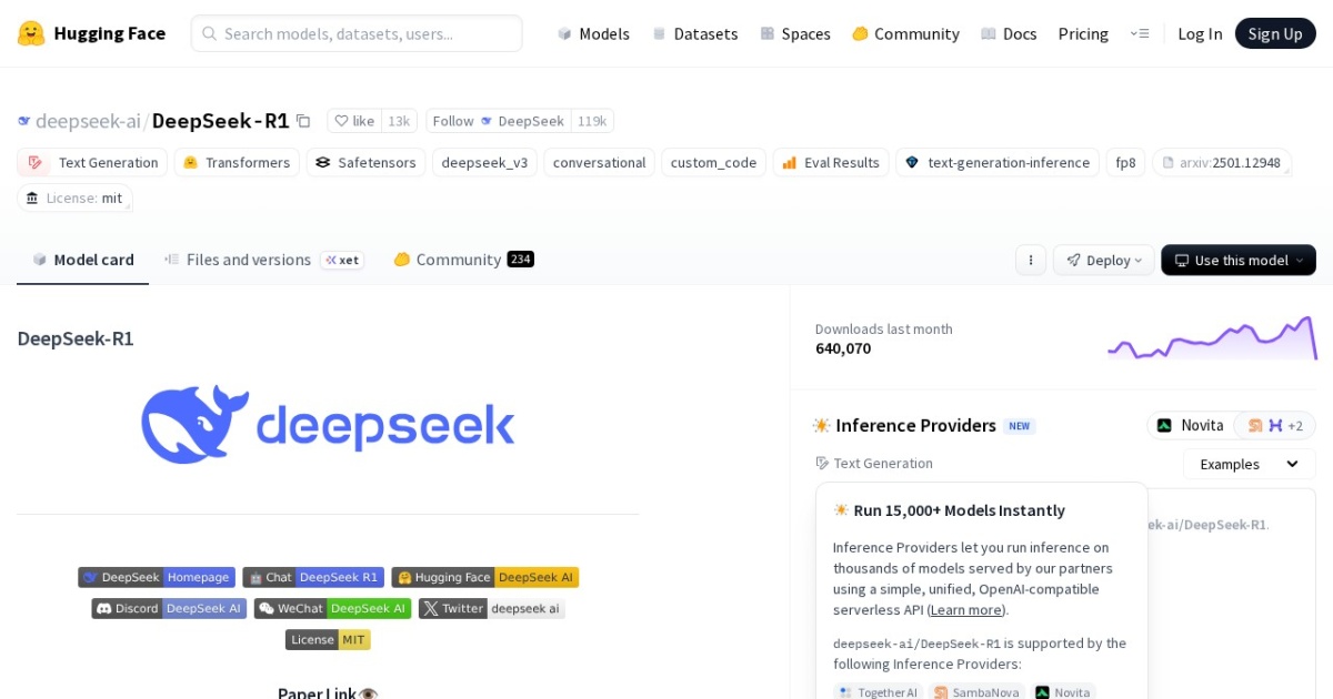 DeepSeek-R1 website preview