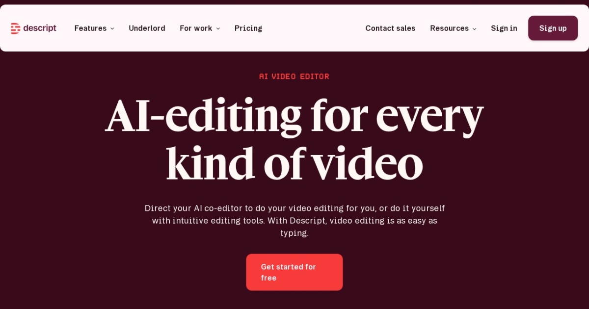 Descript website preview