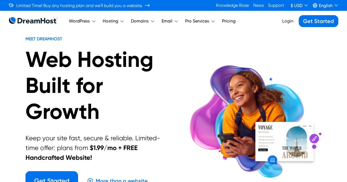 DreamHost website preview