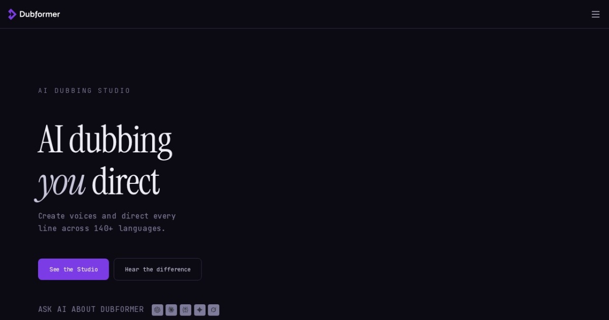 Dubformer website preview