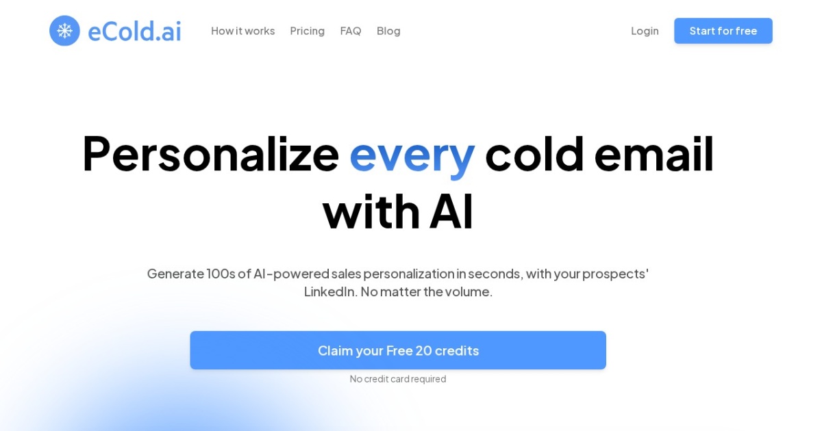 eCold.ai website preview