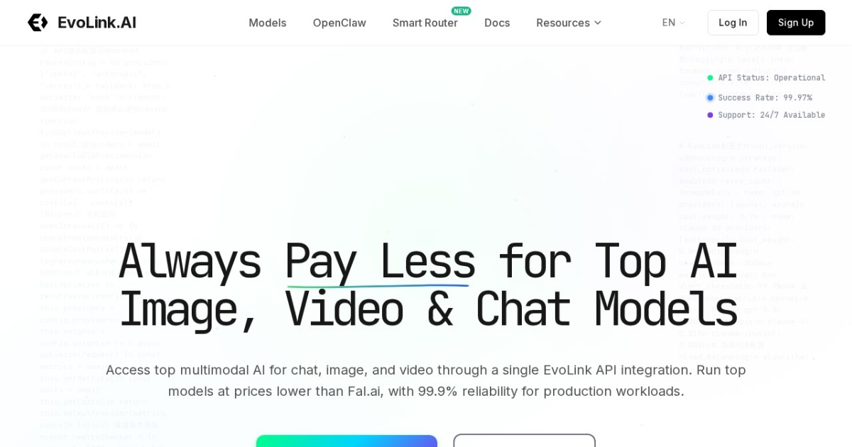 EvoLink website preview