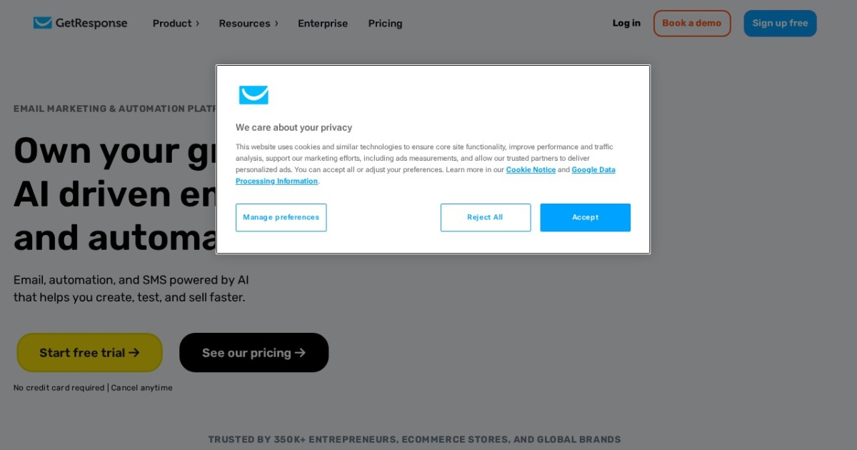 GetResponse website preview