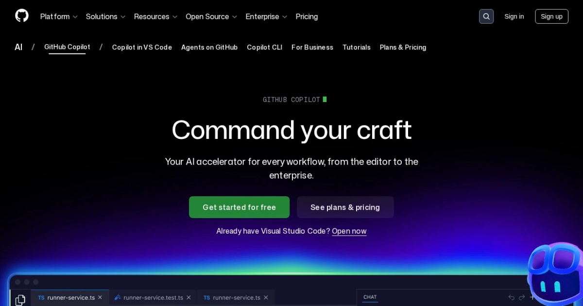 GitHub Copilot website preview