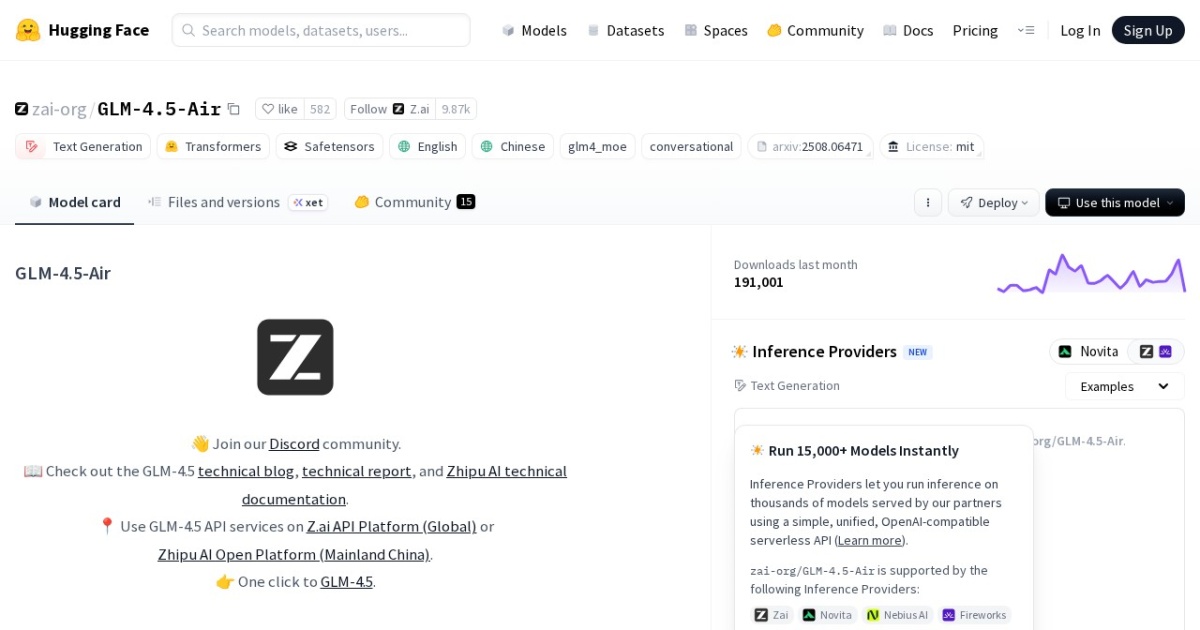 GLM-4.5 Air website preview