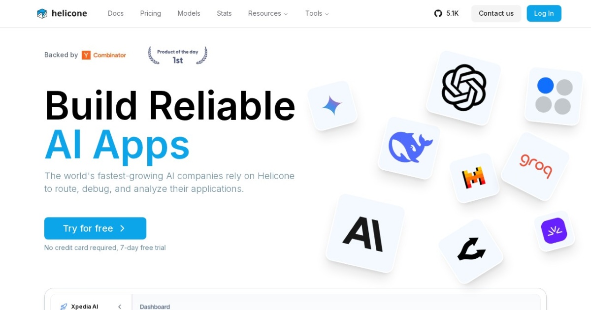 Helicone website preview