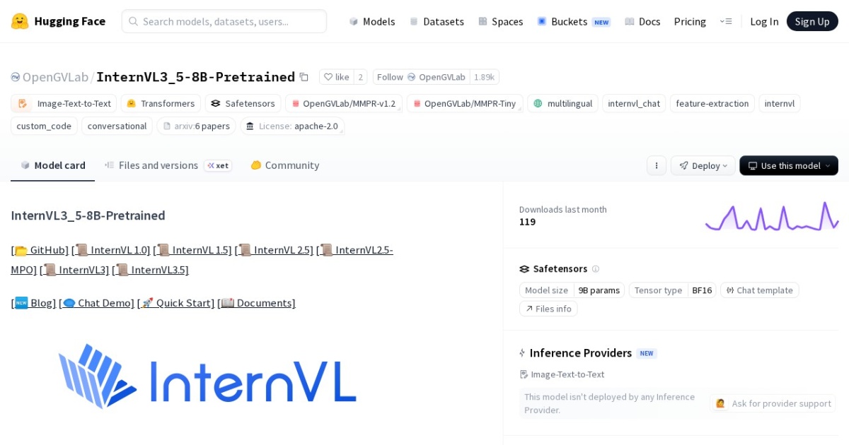 InternVL 3.5 website preview