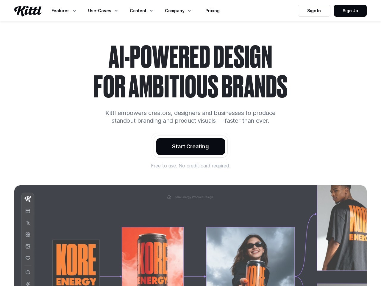 Kittl website preview