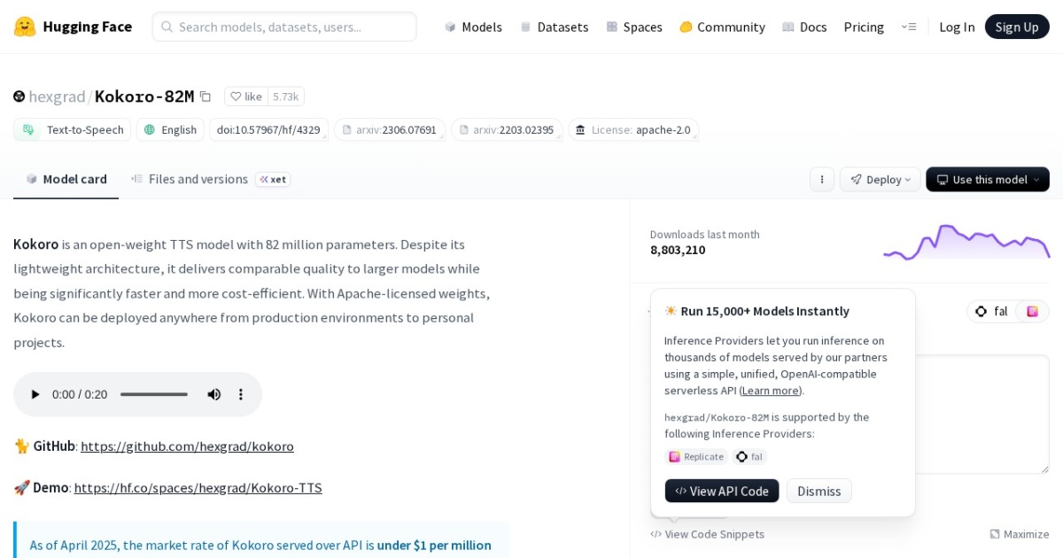 Kokoro TTS website preview