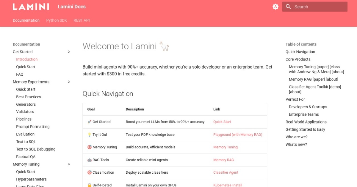 Lamini website preview