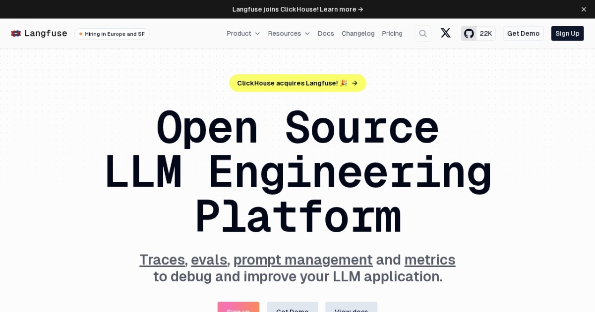 Langfuse website preview