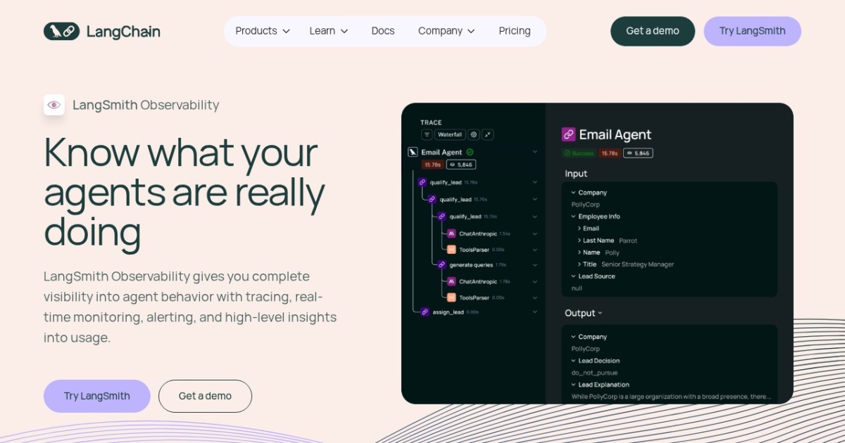 LangSmith website preview