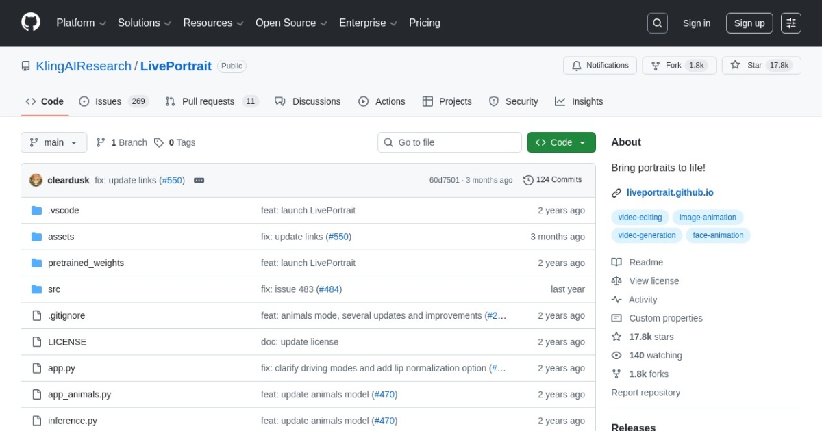 LivePortrait website preview