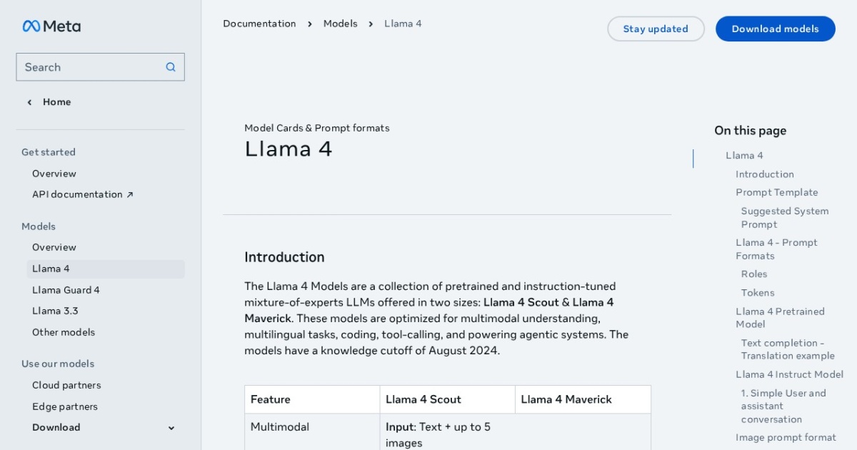 Llama 4 website preview