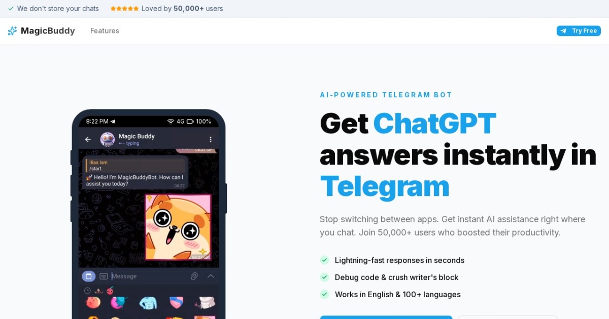 MagicBuddy website preview