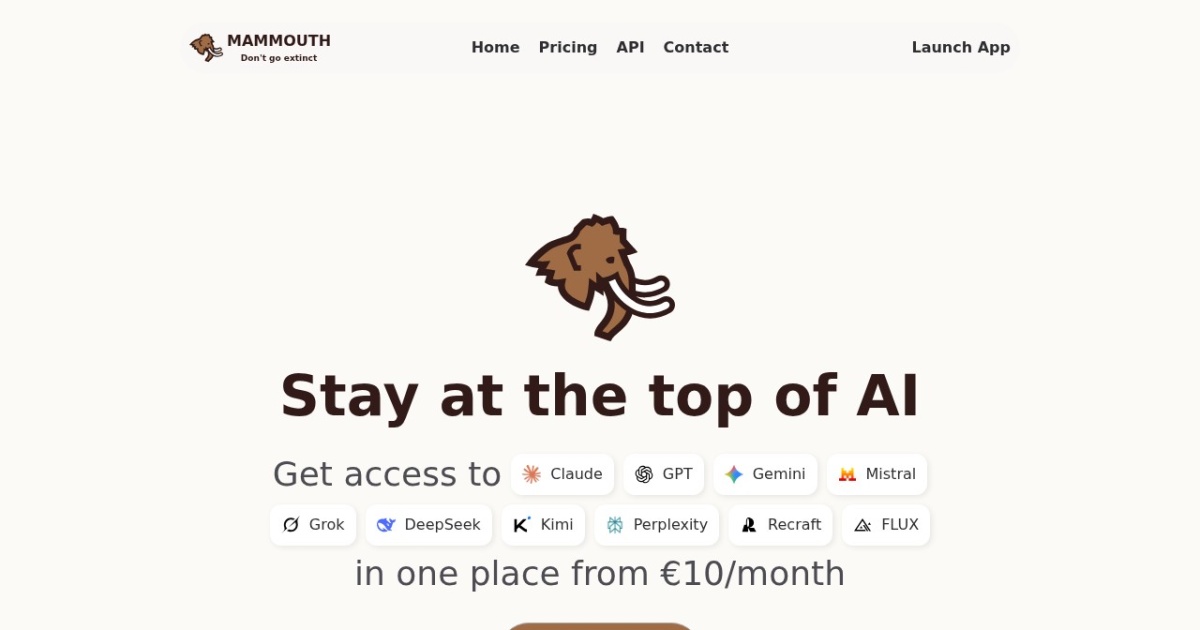 Mammouth AI website preview