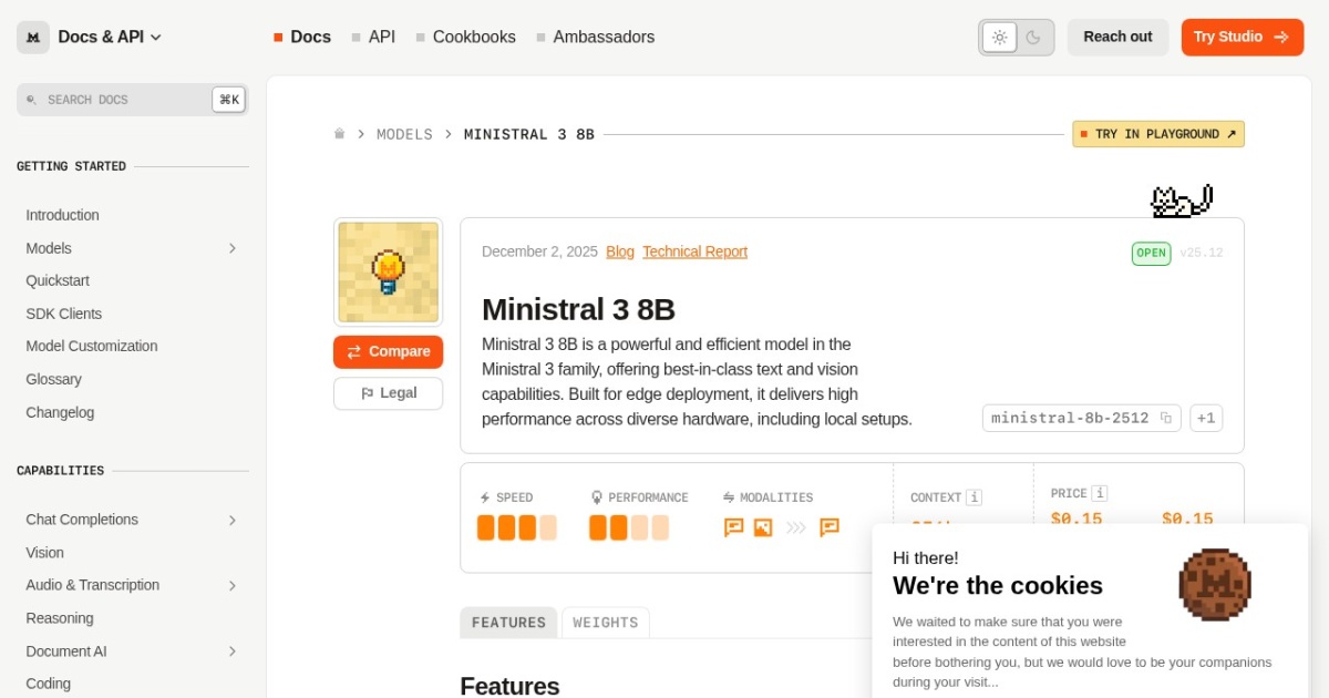Ministral 3 8B website preview