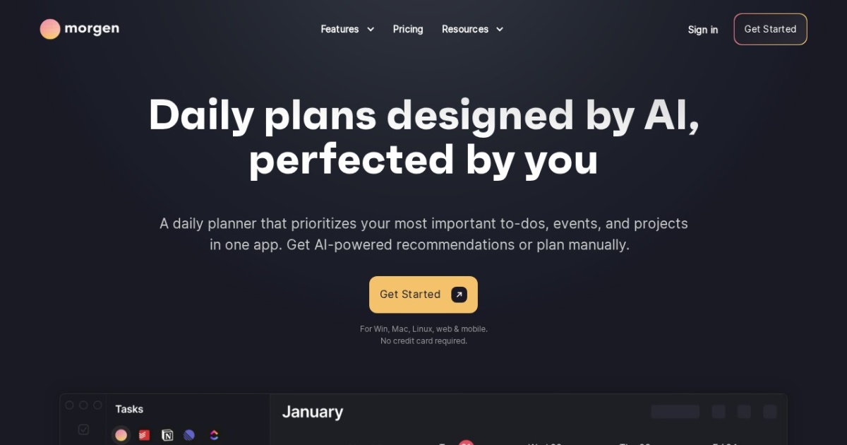 Morgen website preview