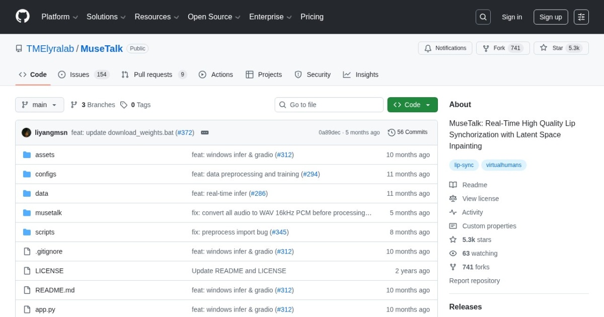 MuseTalk website preview