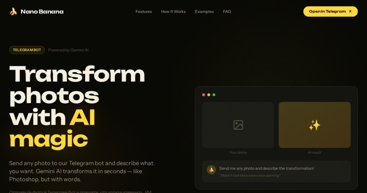 Nano Banana by Botly website preview