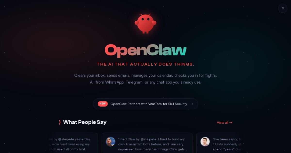 OpenClaw website preview