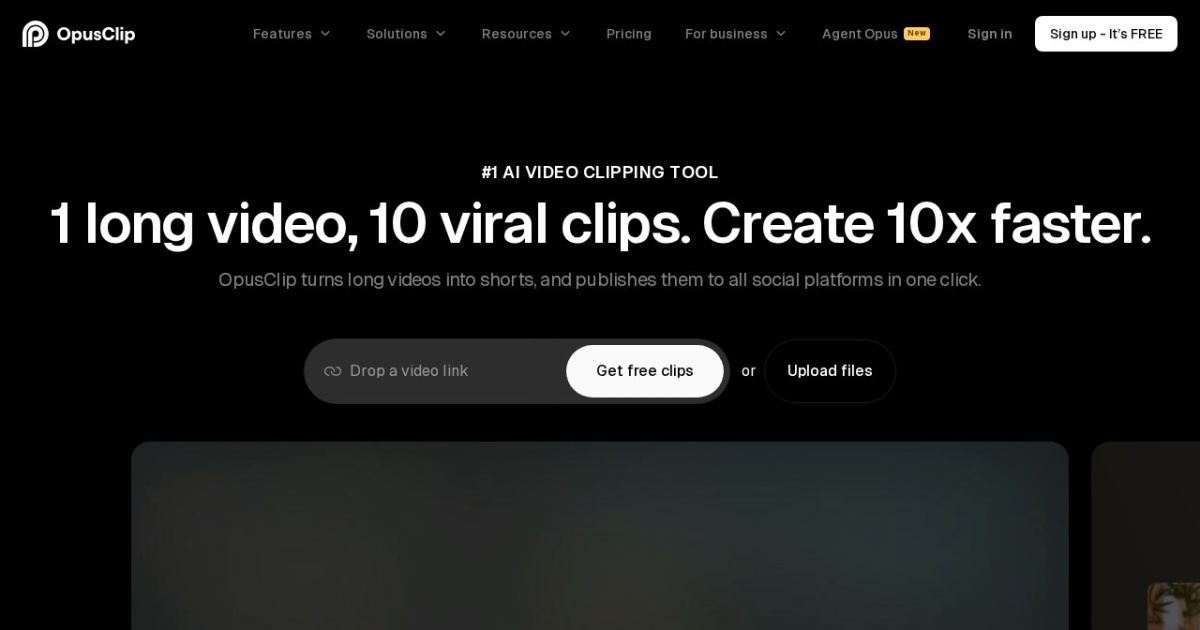 Opus Clip website preview
