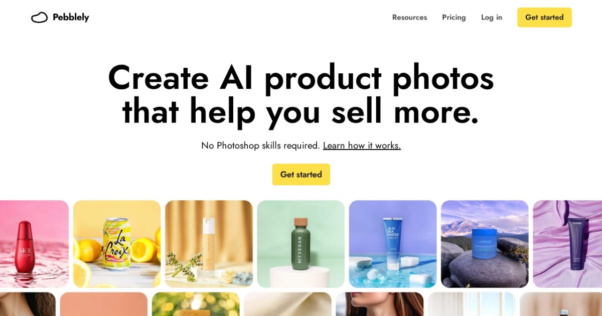 Pebblely website preview