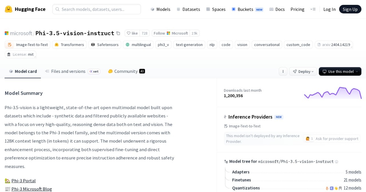Phi-3.5 Vision Instruct website preview