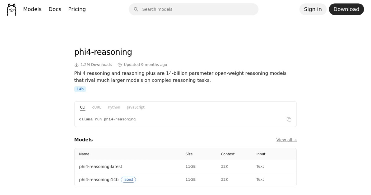 Phi-4 Reasoning website preview