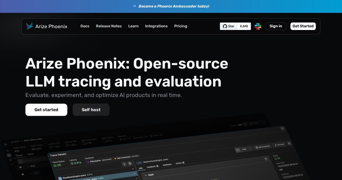 Arize Phoenix website preview