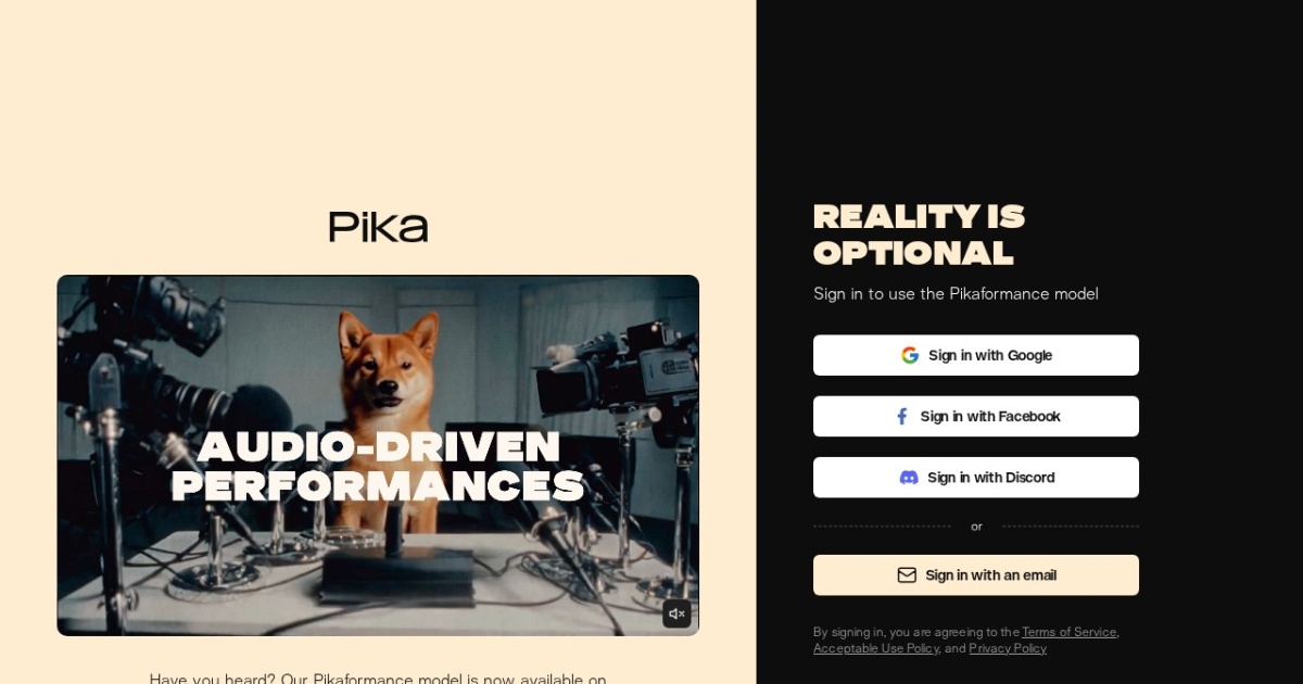 Pika website preview