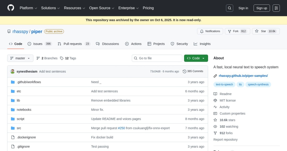Piper TTS website preview