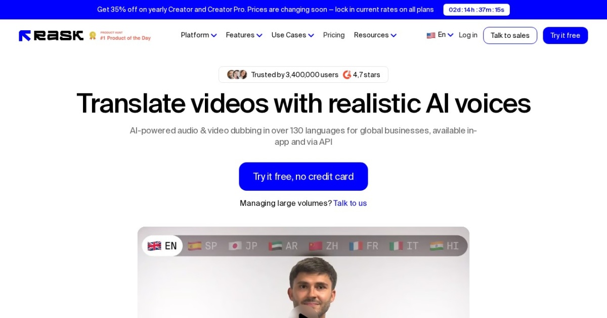 Rask AI website preview