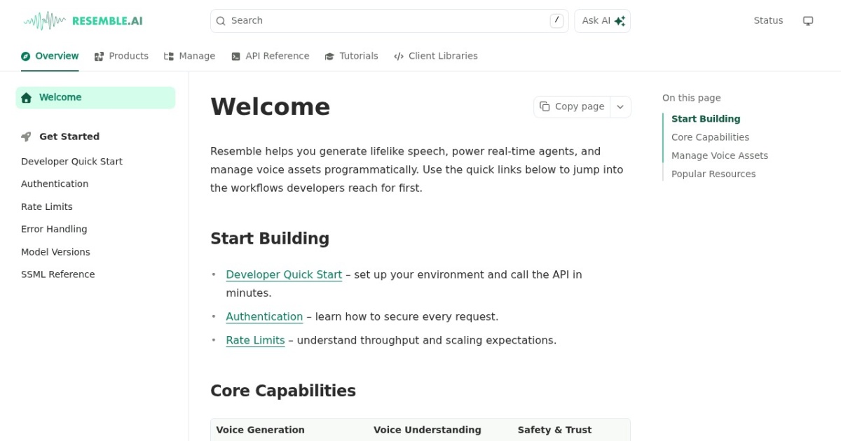 Resemble AI website preview